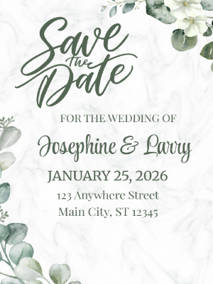 Elegant Minimalist Greenery Save the Date Green