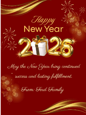 New Year Greeting Card Elegant Red Gold 14