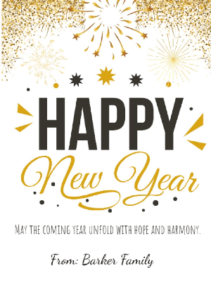 New Year Greeting Card Simple Gold Fireworks 19