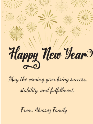 New Year Greeting Card Simple Gold Fireworks 16