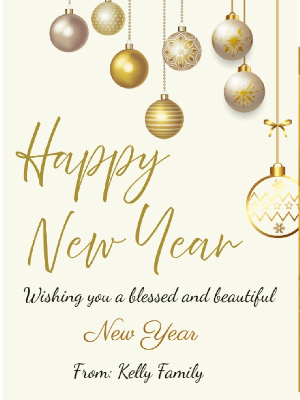 New Year Greeting Card Simple Gold 22