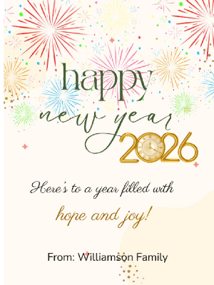 New Year Greeting Card Simple Fireworks 23