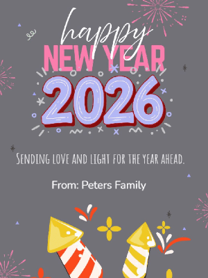 New Year Greeting Card Simple Gray 24