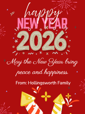 New Year Greeting Card Simple Red 25