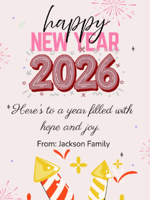 New Year Greeting Card Simple Beige 26