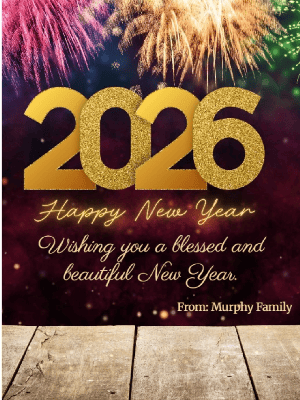 New Year Greeting Card Simple Black Fireworks 33