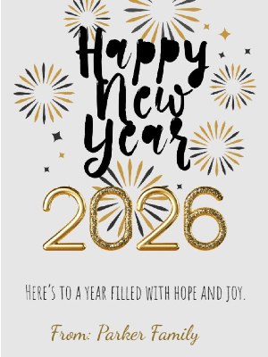 New Year Greeting Card Gold White 44