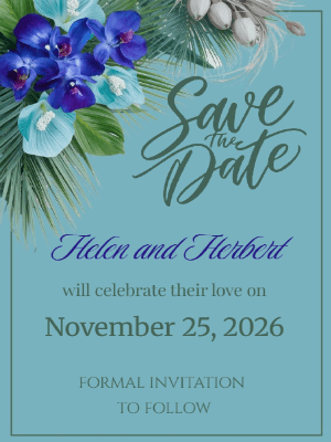 Elegant Blue Floral in Icy Blue Save the Date Invitation 11