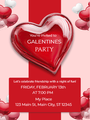 Galentines Party Red Heart Candy Invitation customizable template