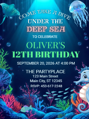 Ocean Animals Birthday Invitation Under the Sea Invitation Under the Sea Boys Kids Birthday Invitation Ocean Party 17