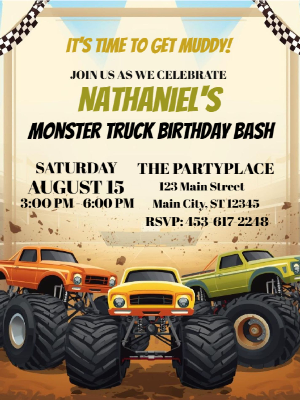 Monster Truck Kids Birthday Invitation Kids Birthday Party Invitation 9