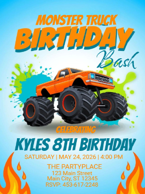 Monster Truck Kids Birthday Invitation Kids Birthday Party Invitation 16