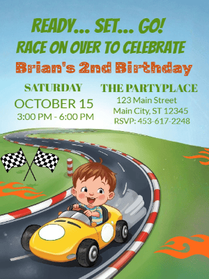 Yellow Car Kids Birthday Invitation Kids Birthday Party Invitation 3