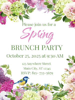 Bright Colorful Spring Floral Invitation Spring Brunch Invitation