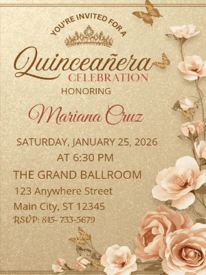 Princess Pink Quinceanera Birth day