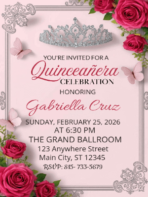 Pink Floral  Quinceañera Birthday