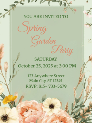 Spring Floral Invitation Spring Garden Party Invitation 3