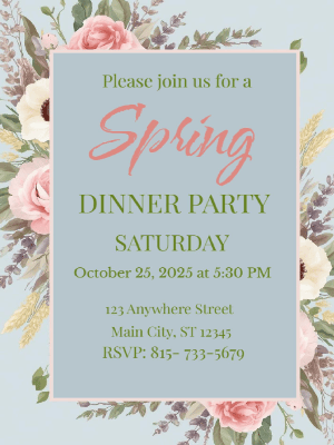 Spring Floral Border Invitation Spring Dinner Party 5