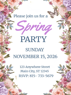 Bright Colorful Spring Floral Invitation Spring Party Invitation 6