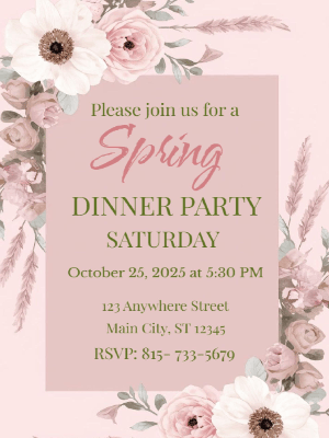 Spring Floral Border Invitation Spring Dinner Party 8
