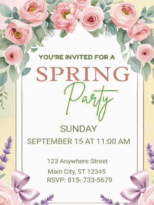 Elegant Spring Floral Invitation Spring Party Invitation