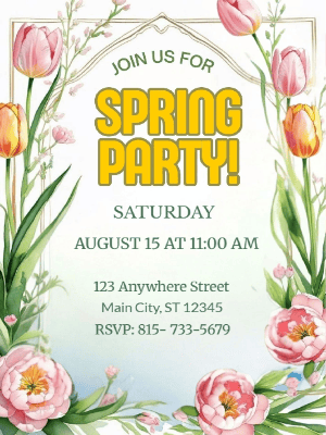 Spring Floral Invitation Spring Party Invitation