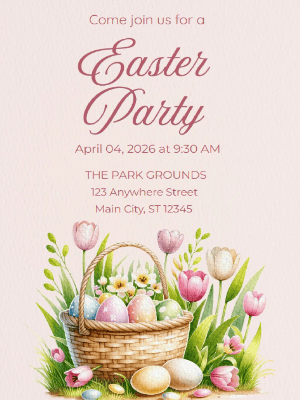 Easter Party with Easter Bunny & Easter Egg Invitation