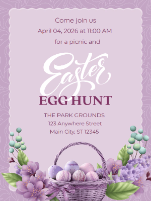 Easter Egg Hunting and Picnic Party Invitation