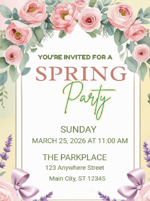 Elegant Spring Floral Invitation Spring Party Invitation