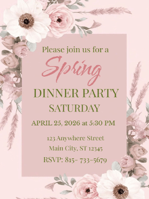 Spring Floral Border Invitation Spring Dinner Party 8