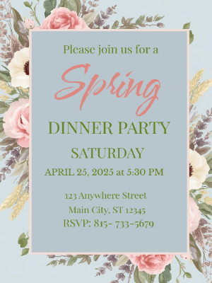 Spring Floral Border Invitation Spring Dinner Party 5