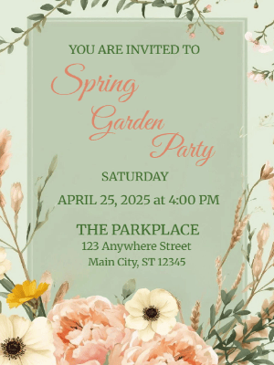 Spring Floral Invitation Spring Garden Party Invitation 3