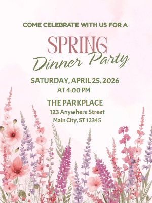 Spring Floral Invitation Floral Spring Dinner Party Invitation
