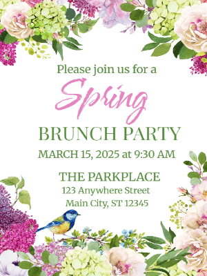 Bright Colorful Spring Floral Invitation Spring Brunch Invitation