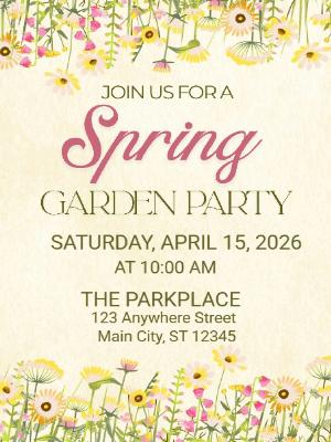 Spring Floral Invitation Floral Spring Garden Party Invitation