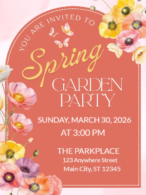 Spring Floral Invitation Floral Spring Garden Party Invitation