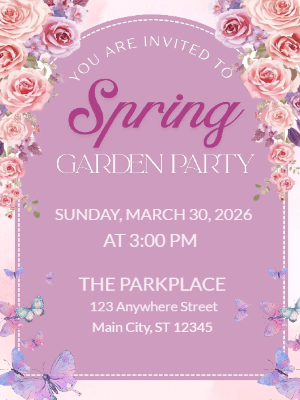 Spring Floral Invitation Floral Butterfly Spring Garden Party Invitation