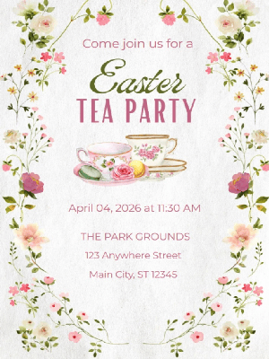 Easter Floral Tea Party Easter Party Invitation