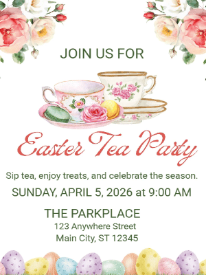 Easter Tea Party Invitation Easter Egg Invitation Spring Easter Party Invitation