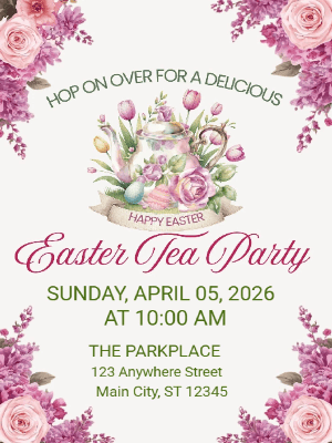 Easter Tea Party Invitation Easter Egg Invitation Spring Easter Tea Party Invitation