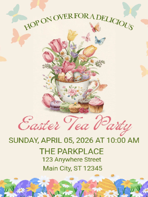Easter Tea Party Invitation Easter Egg Invitation Spring Easter Tea Party Invitation