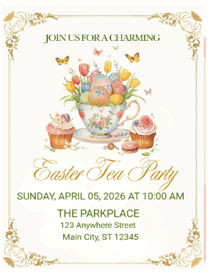 Easter Tea Party Invitation Easter Egg Invitation Spring Easter Tea Party Invitation