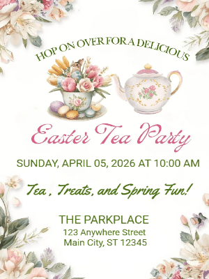 Easter Tea Party Invitation Easter Egg Invitation Spring Easter Tea Party Invitation