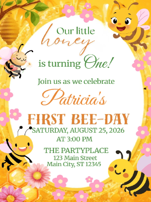 Honey 1st Bee-day First Birthday Invitation Kids Invitation Spring Invitation