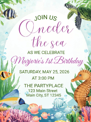 One-der the Sea 1st Birthday Invitation Kids Invitation
