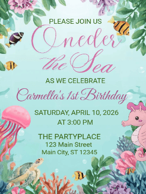 One-der the Sea 1st Birthday Invitation Kids Invitation
