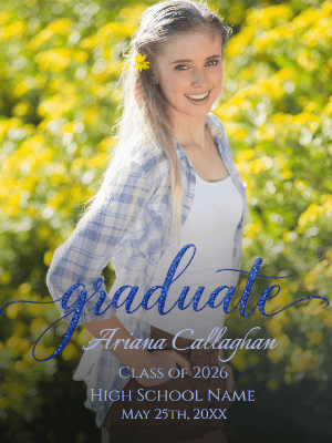 Elegant Blue Graduate Announcement with Photo