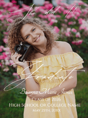Elegant Modern She did it Graduate Announcement with Photo