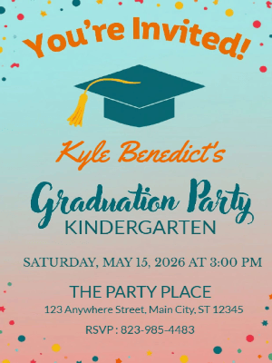 Kindergarten Graduation Invitation Kids Graduation Party Invitation
