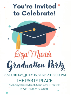 Kindergarten Preschool Graduation Invitation Kids Graduation Party Invitation
